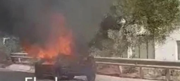 «Λαμπάδιασε» αυτοκίνητο στην Ε.Ο. Ρεθύμνου-Ηρακλείου (βίντεο)